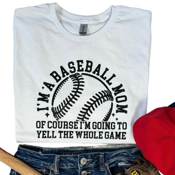 I’m a Baseball Mom… Medium White Womens T-Shirt Short Sleeve - Picture 1 of 7